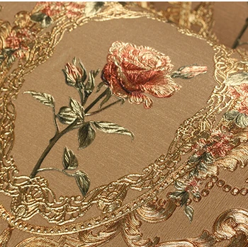 

New luxury gold 3D Rose wall paper 3D relief murals background wallpaper Damascus floral wallpaper for Living room bedroom TV