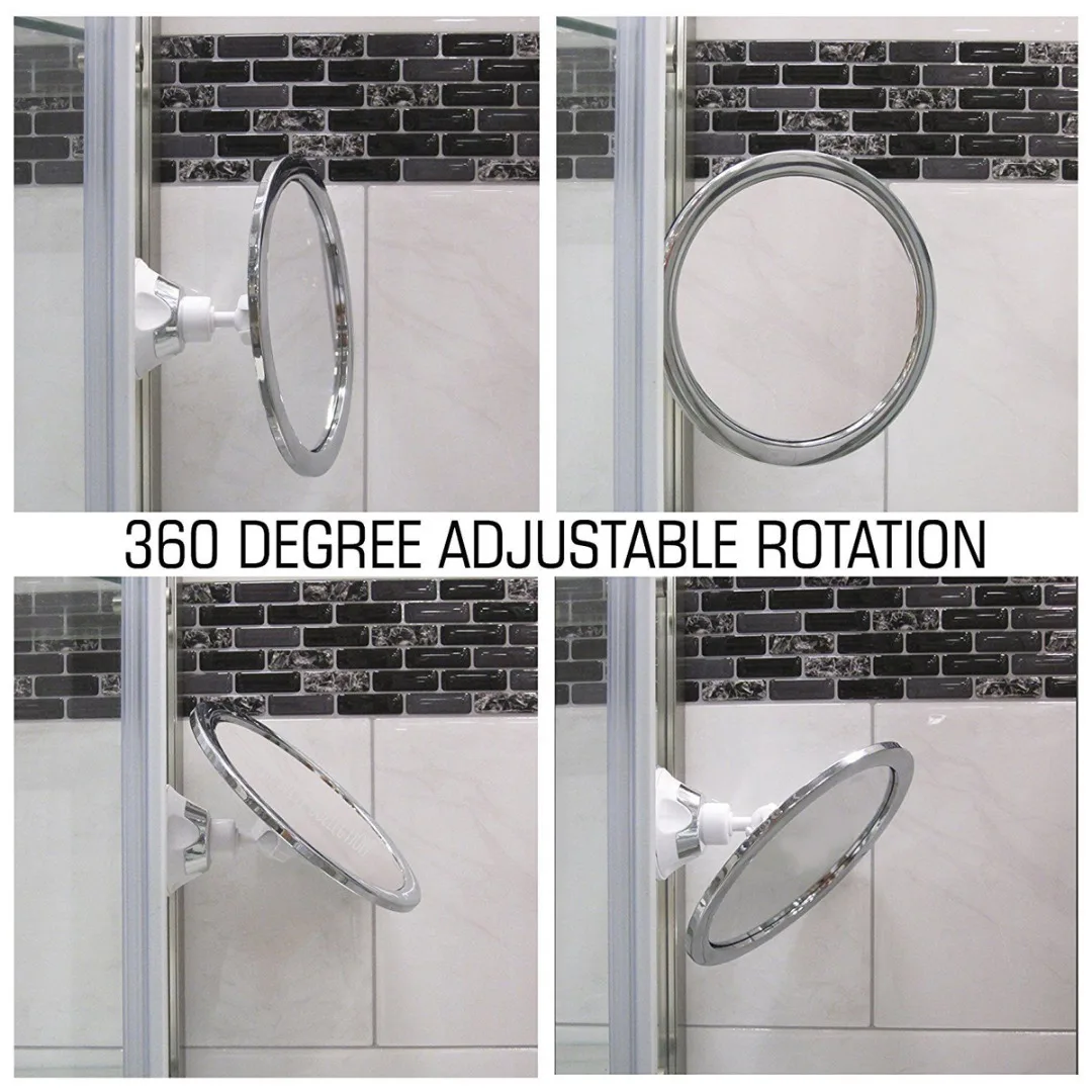 360 Rotating Bathroom Powerful Sucker Bath Mirrors Fogless Bath Shower Mirrors Anti-Fog Make Up Mirror with Shaver Holder