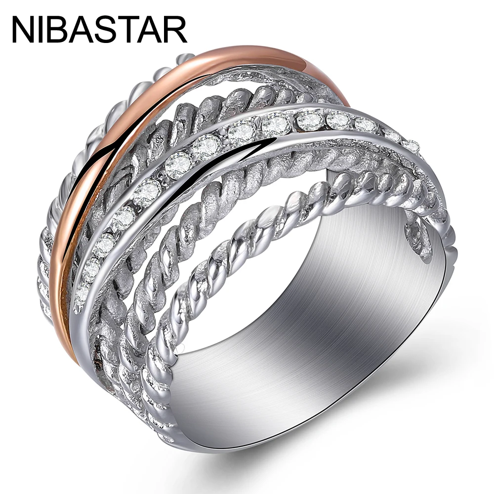 Luxury women's Designer rings unique jewelry one row gold-color pave  setting one row Crystal Accessories Big ring