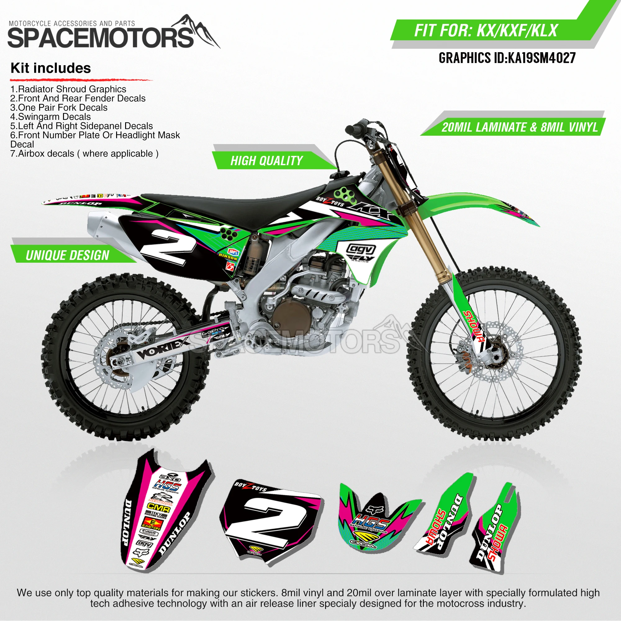 MotoSpace индивидуальные команды Графика Фоны наклейки 3m наклейки на заказ для KAWASAKI KX250F 2013 027