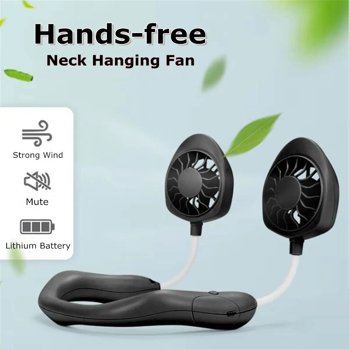 

Summer Neck Band Fan Portable Mini Double Wind Head Neckband Fan with USB Rechargeable Air Cooler for Traveling Outdoor Office