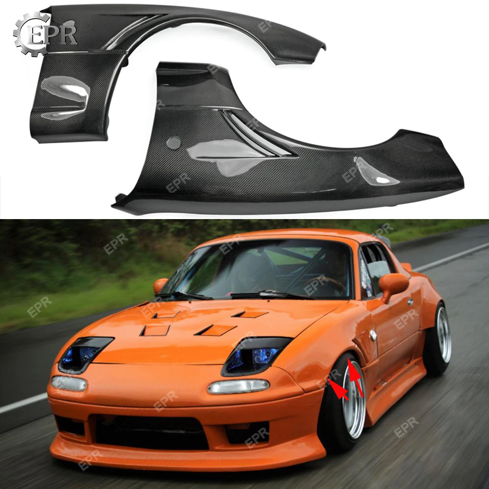 

For Mazda MX5 NA6 NA8 Carbon Fiber JDM Front Wider Vented Fender +20mm Body Kit Tuning Part Trim For MX5 Carbon Front Fender