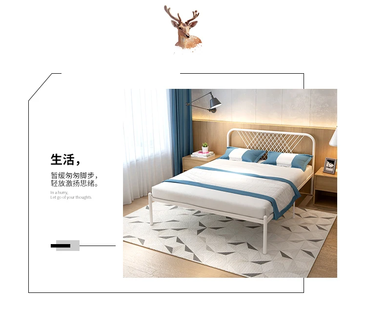 Modern contracted iron frame bed double bed 1.8 meters adult iron bed 1.5 meters single princess bed iron art bed child bed