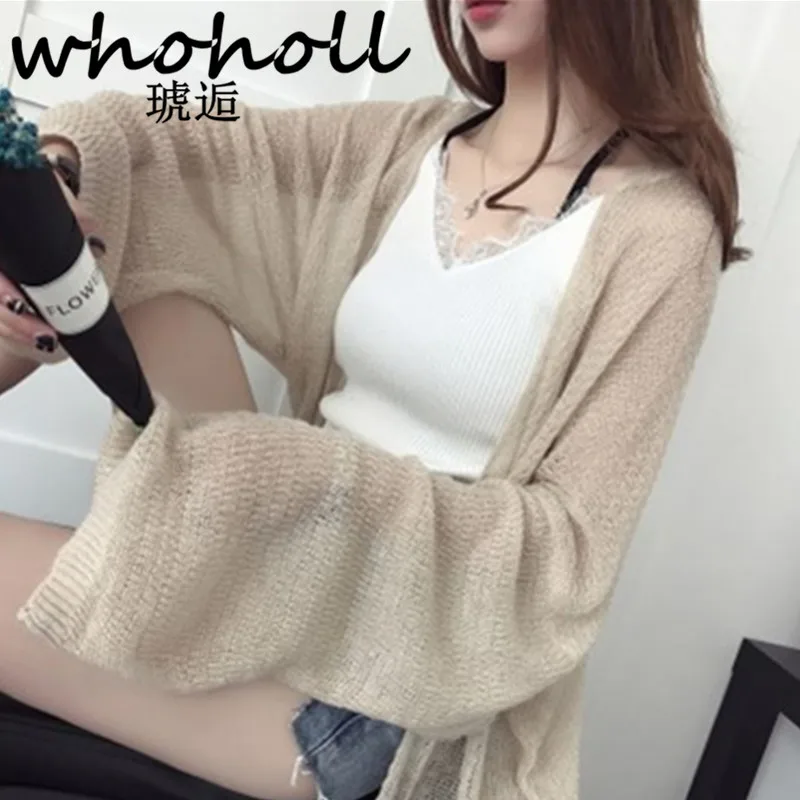 WHOHOLL Long Cardigan Female 2018 Spring Autumn Fashion Long Sleeve Tricot Cardigan Women Sweater Jacket Winter Tops Coat
