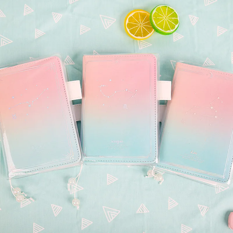 

Cute kawaii 12 constellation gradient colored leather personal agenda planner organizer school diary notebook stationery