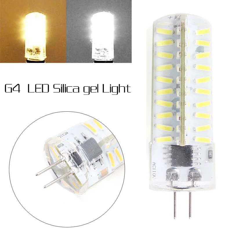 New Designed Dimmable G4 4014 SMD lamps 8W 80 LEDs Droplight Silicone Body Bulb AC 220V 110V 50% Brighter Than 3014 2pcs/lot | Лампы и