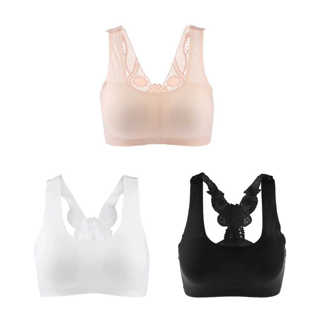 Women Breathable Elastic Cotton Pullover Sport Bra Top Seamless Wireless Stretchy Bra with Removable Pads for Sport Activity