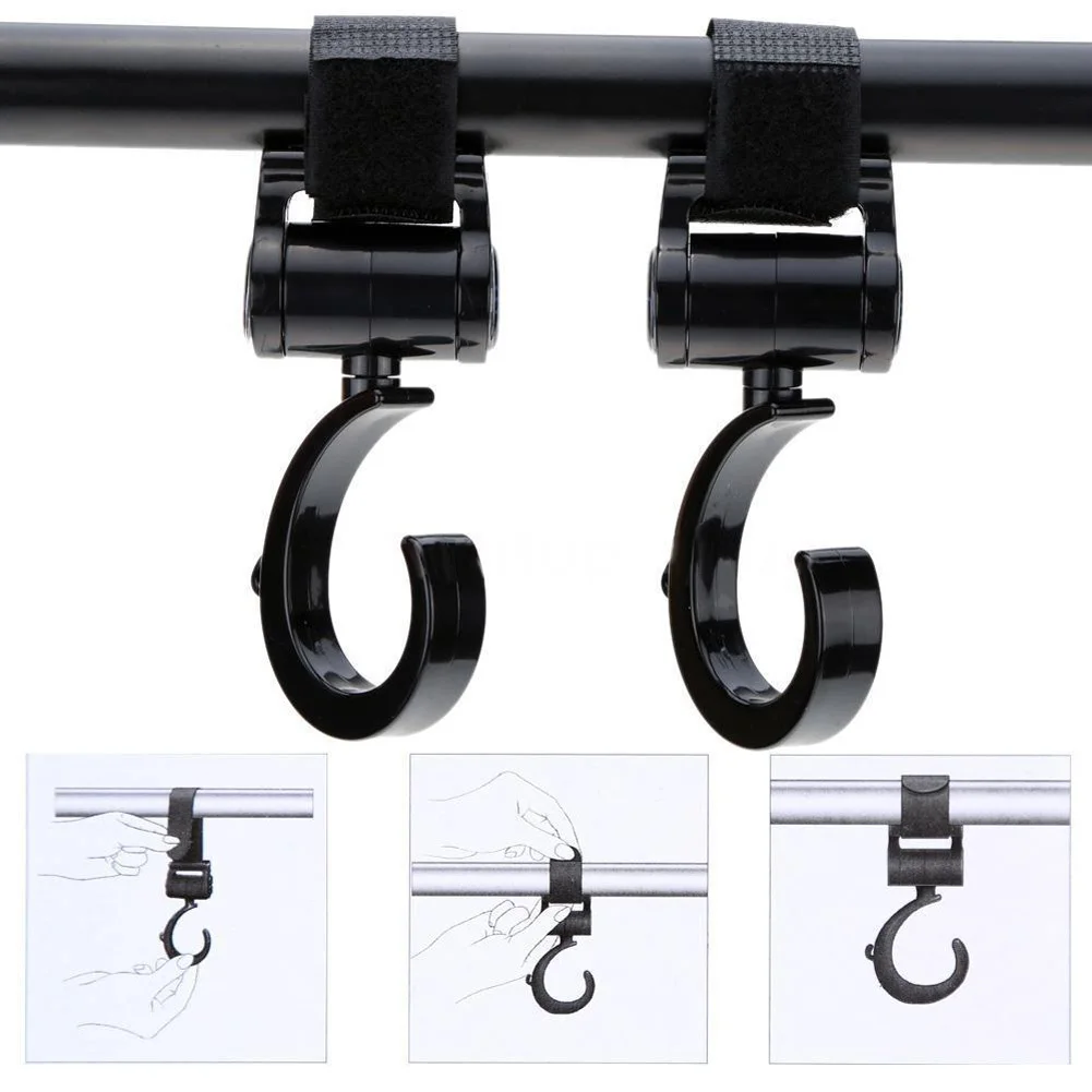 baby stroller accessories outdoor 2pcs/Set  Baby Stroller Hooks Pram Rotate 360 Diaper Bag Hanger Baby Kids Activity Gear Stroller Accessories Baby Strollers cheap