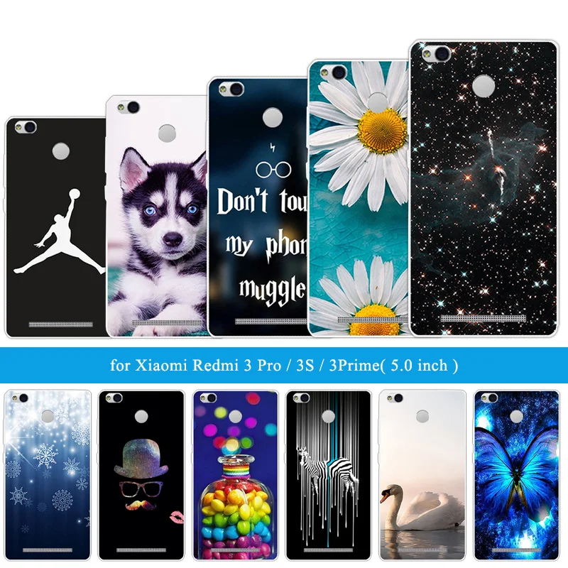

for Coque Xiaomi Redmi 3S Case Cover 5.0" Clear TPU Silicone Cases for Xiaomi Redmi 3 Pro Hongmi 3S 3 S Pro Black Funny Cat Capa