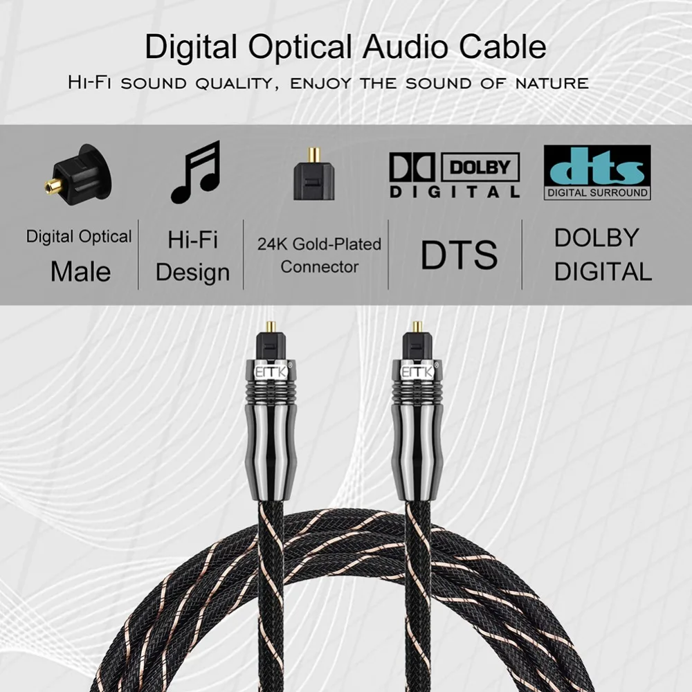 EMK 5 1 оптический цифровой аудиокабель Toslink качественный кабель SPDIF для ТВ Blu Ray