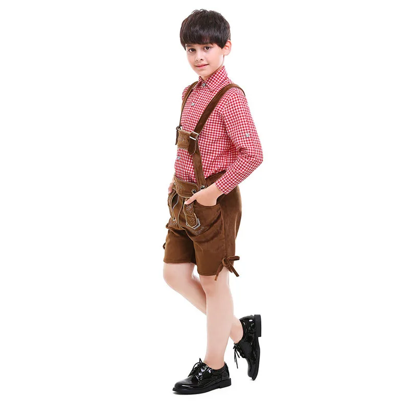 H& ZY/Детский костюм Октоберфеста; клетчатый костюм Lederhosen из Баварской Германии; праздничный костюм для детей; праздничная одежда на Хэллоуин для мальчиков