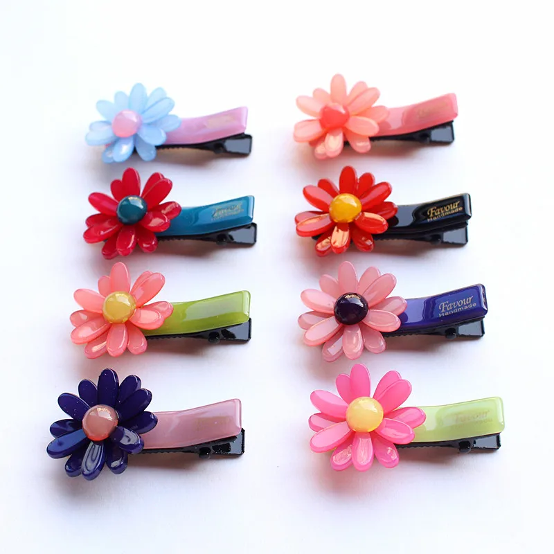 

20pcs/lot Top Quality Sunflowe Shape Hair Clips Summer Style Floral Hairpin Princess Kids Cute Fairy Hairpins Lovely Headwear