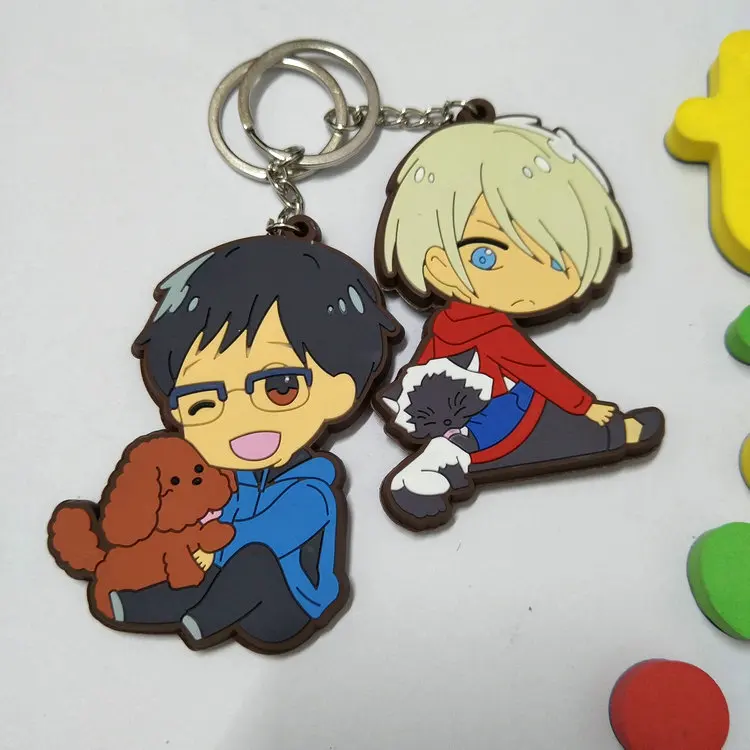 Двусторонний мягкий резиновый брелок YURI Katsuki Victor Nikiforov Yuri Plisetsky для ключей подарок