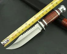 Sawback боуи фикчированный охотничий нож деревянной ручкой подчеркивает лезвие ножа тактический выживание нейлон оболочки 1420 #