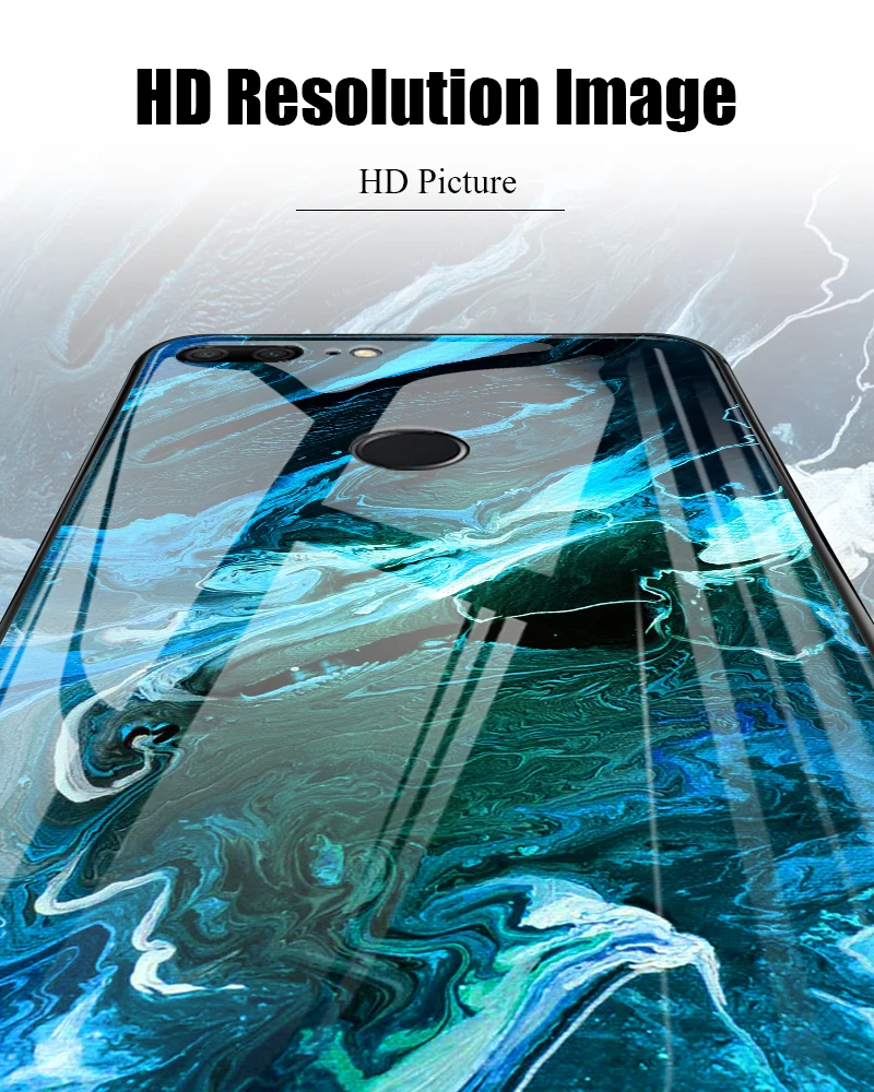 Hisomone Marble Phone Case On For Huawei Honor 9 Lite Texture Tempered Glass Back Case Cover For Huawei P Smart P20 Lite