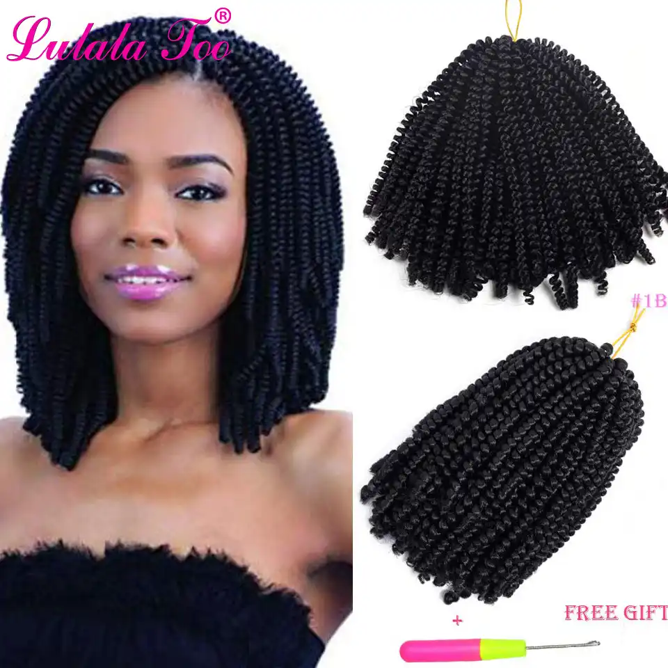 Fluffy Spring Twist Hair Extensions Ombre Crochet Braids Brown