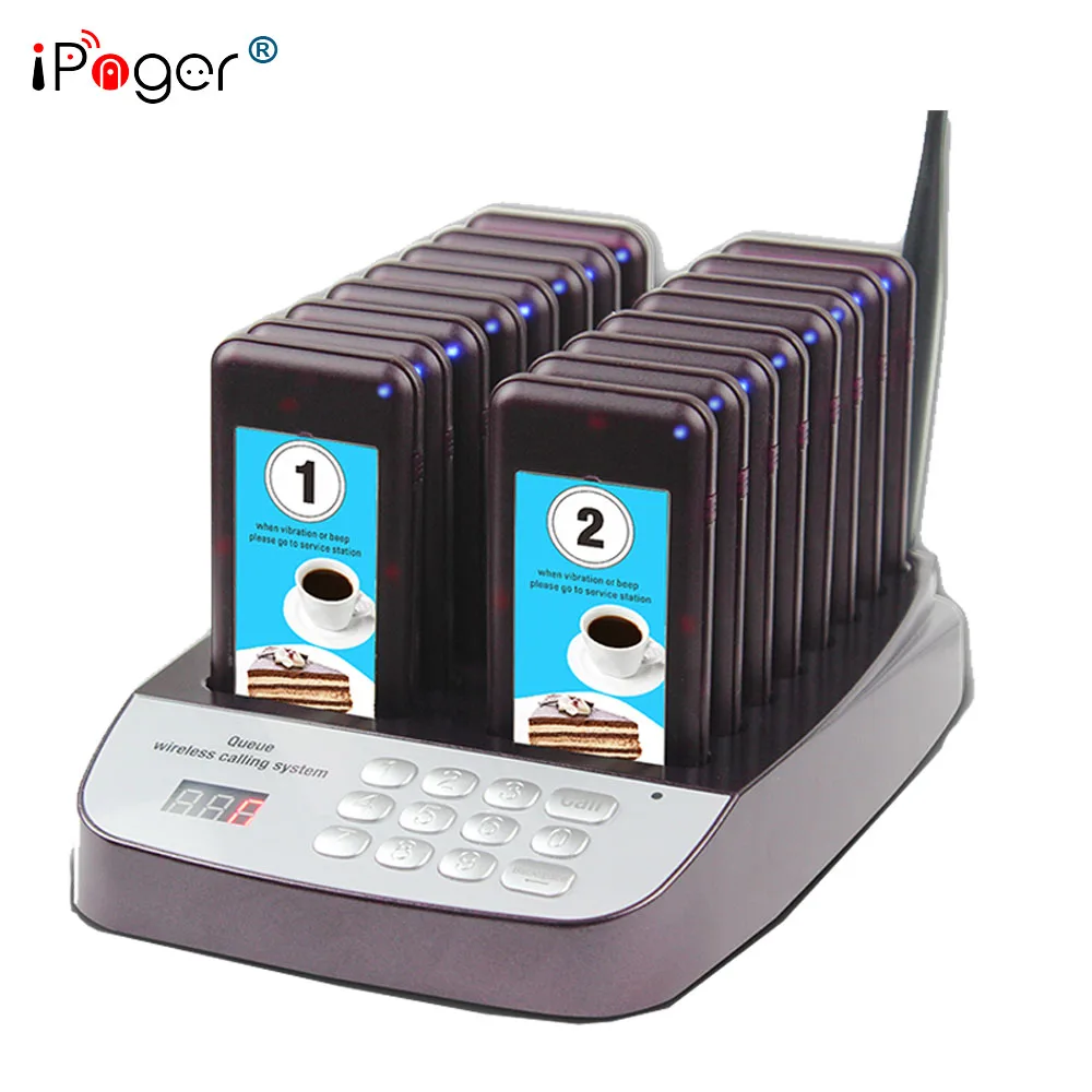 

Wireless numeric order calling pager system for cafe shop