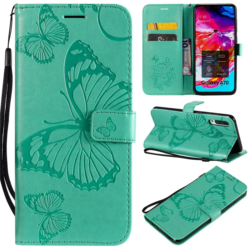 flip wallet phone case for Samsung Galaxy A70 SM-A705F A705FN A705GM A705MN A7050 Cases Luxury casing lanyard 6.7" Covers