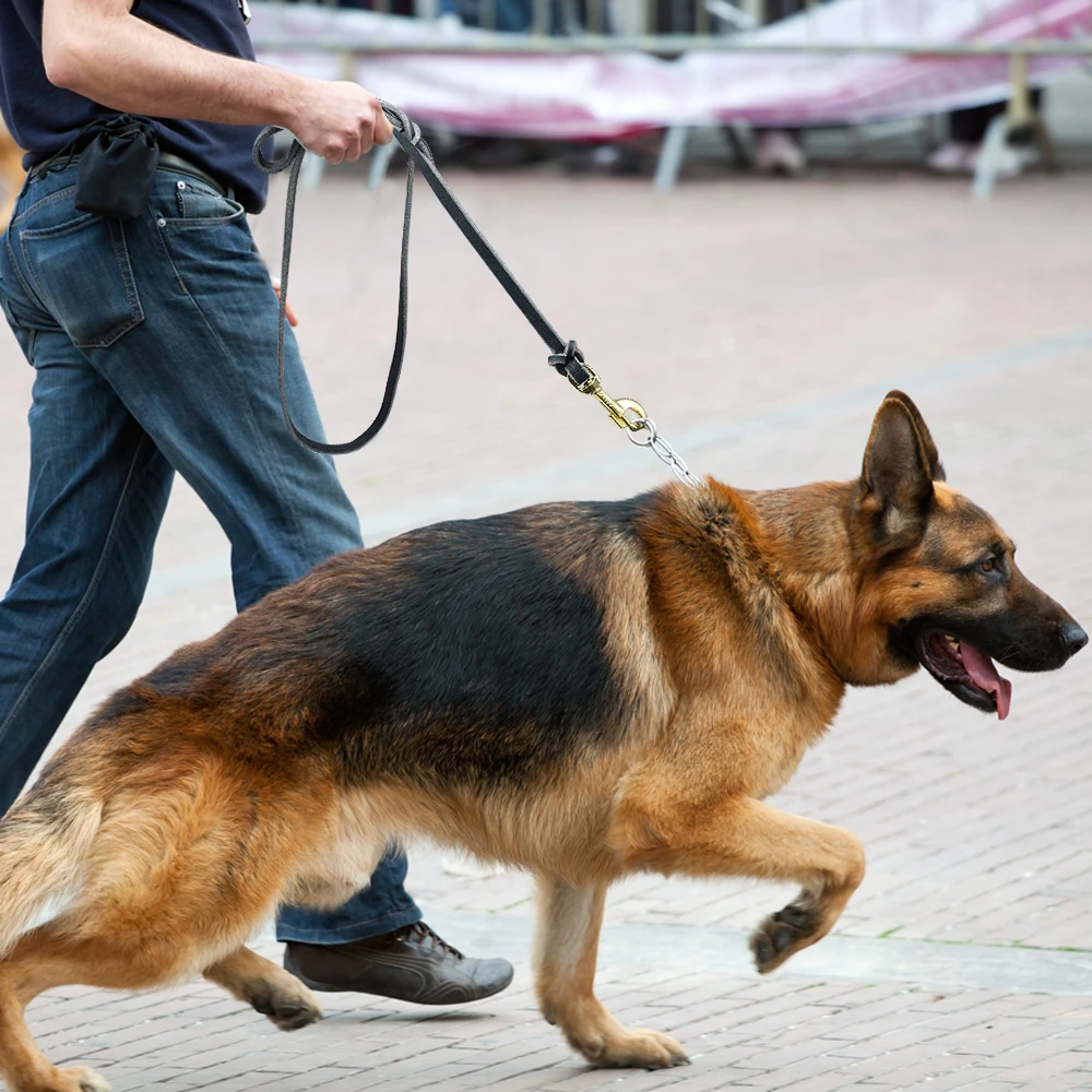 Поводок собаки Пособия по немецкому языку Shepherd из натуральной кожи Кинологический поводки веревка для больших собак красный животное