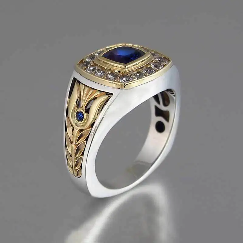 Male Female White Blue Geometric Wedding Ring Men Women Palace Male Female White Blue Geometric