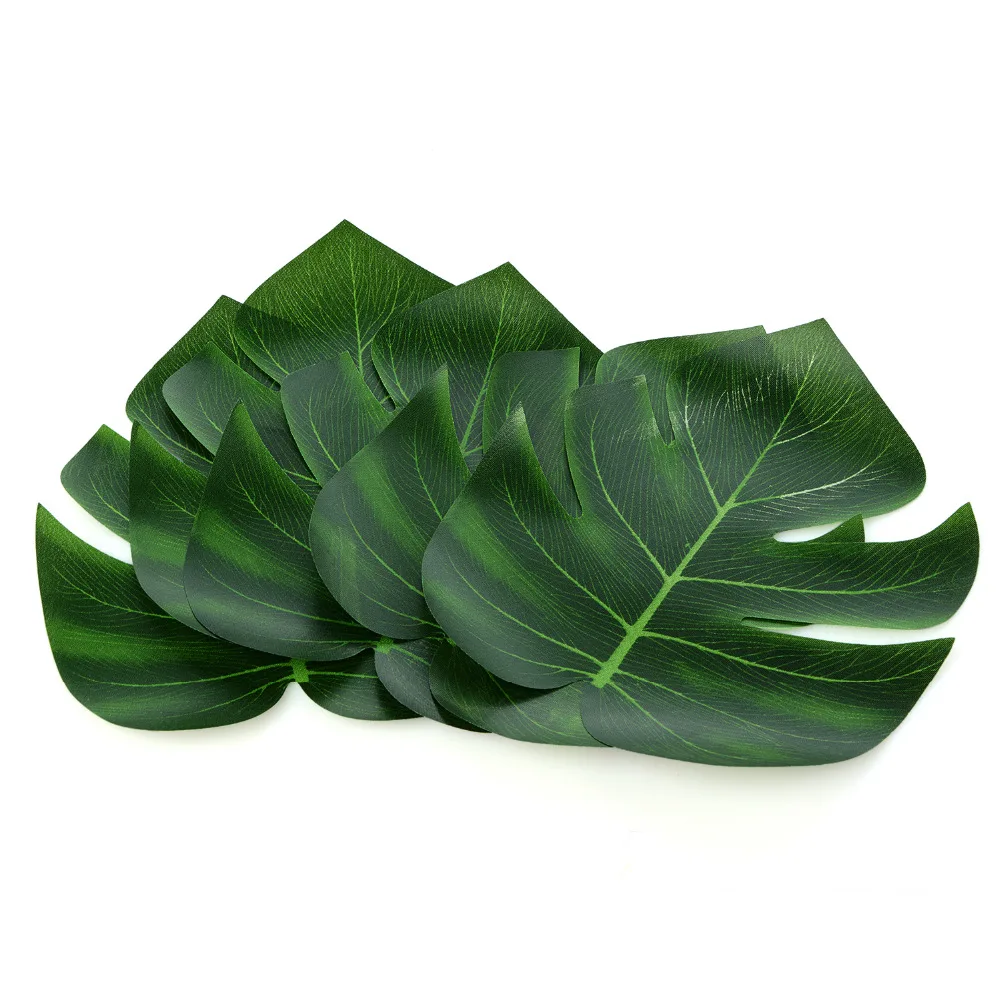54Pcs Party Decoration Supplies Tropical Palm Leaves Hibiscus Flowers Simulation Leaf For Hawaiian Jungle Beach Party DIY Decor