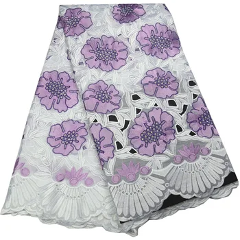

Free shipping (5yards/pc) high quality African cotton lace fabric neat embroidered Swiss voile lace fabric for dress CLP231