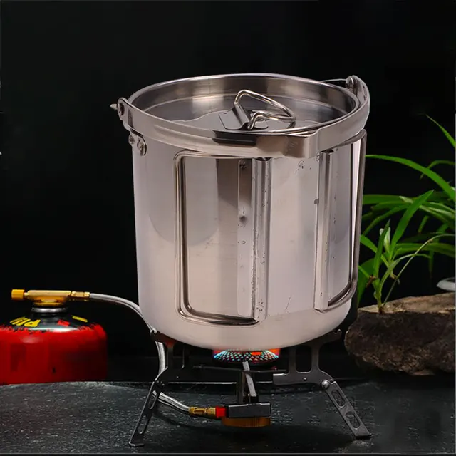 1.2L outdoor stainless steel kettles Mountaineering camping portable boil water hanging pot hot soup coffee tableware 1