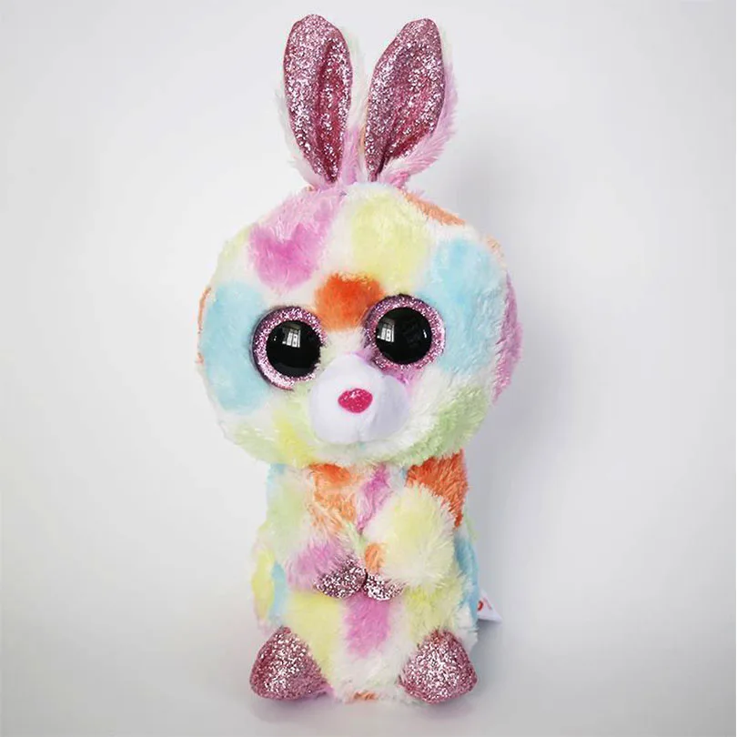 Ty Beanie Boos 6" Multicolored Bloomy Rainbow Bunny Big Glitter Eyes