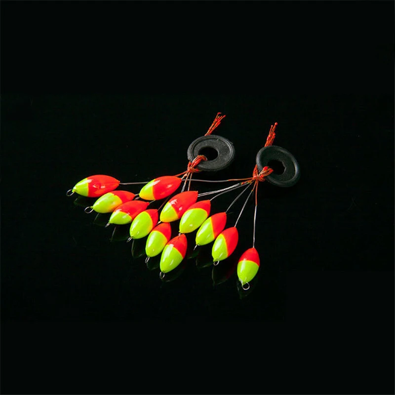 5 Bags 6 in 1 Fishing Stopper Float Bobbers Yellow Red Oval Fishing