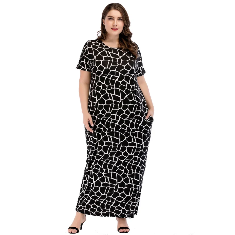 

Muslim Black Abaya Long Dress Print Plus Size 4XL Women Turkish Dubai Islamic Clothing Turkey Malaysia Dress Ramadan Summer Robe