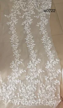 

Free shipping Off white or white Embroidery mesh Organza lace fabric flower pattern african lace fabrics wholesale
