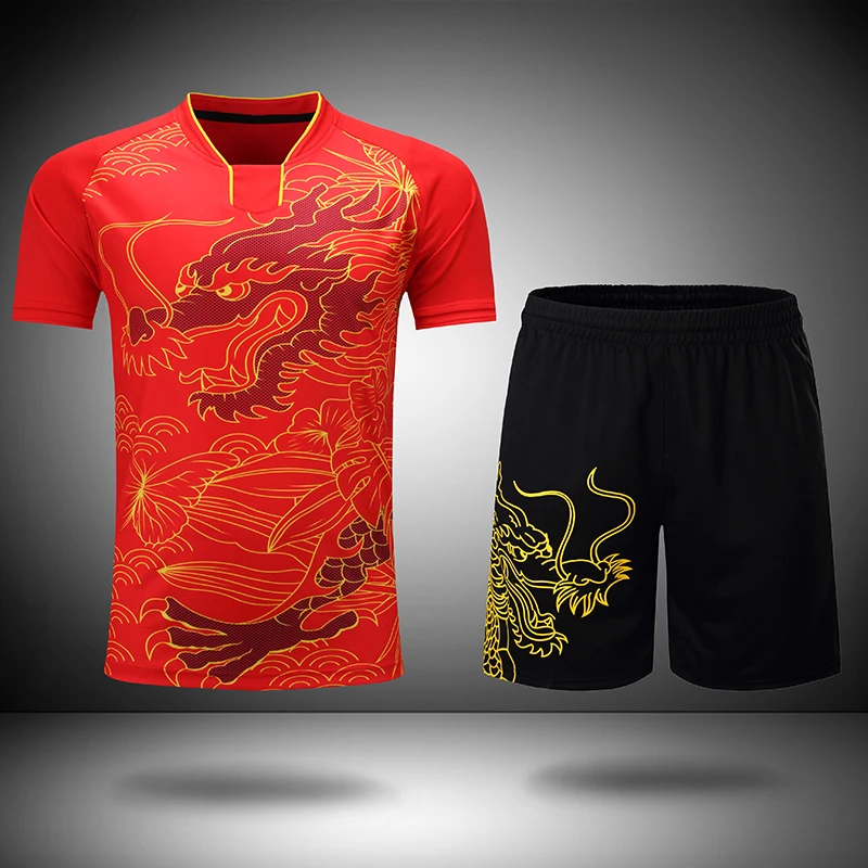 Free Printing CHINA Dragon table tennis sets Men or Women ,  ping pong wear , Dry-Cool table tennis clothes , table tennis suits