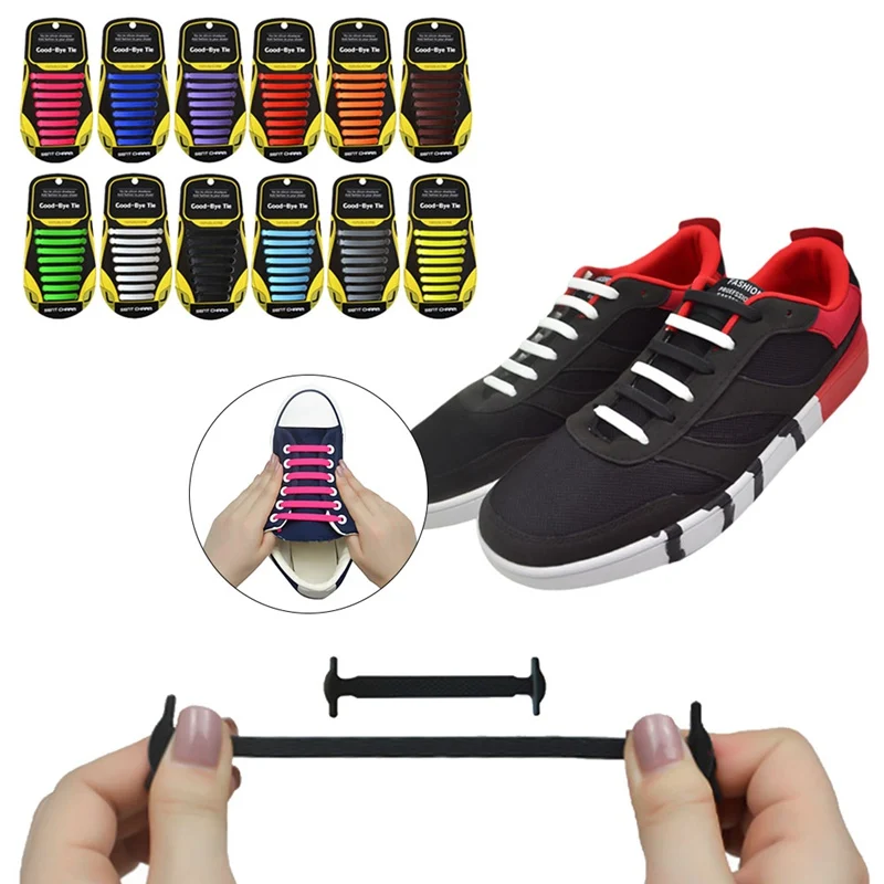 16 шт ленивые эластичные силиконовые шнурки без галстука беговые кроссовки шнурки для обуви