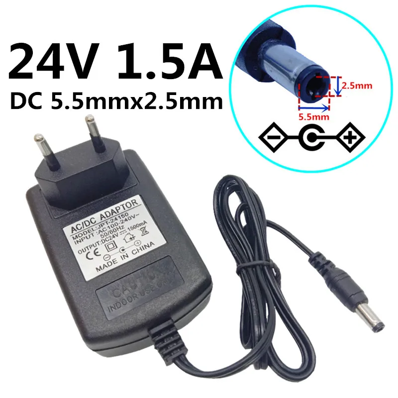 Разъем для EU US UK AU 24 В 1.5A 1500mA Питание 24V1. 5A AC DC Мощность адаптер переменного тока 100 В-240 В адаптер конвертер DC 5.5mmx2.1mm-2,5 мм