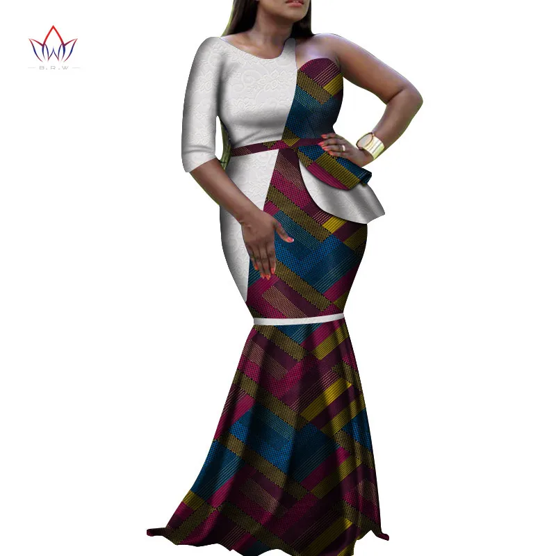 Новинка 2019 года Африканский платья для женщин для Базен riche стиль femme одежда Изящные леди Печатный воск плюс размеры платье WY4118