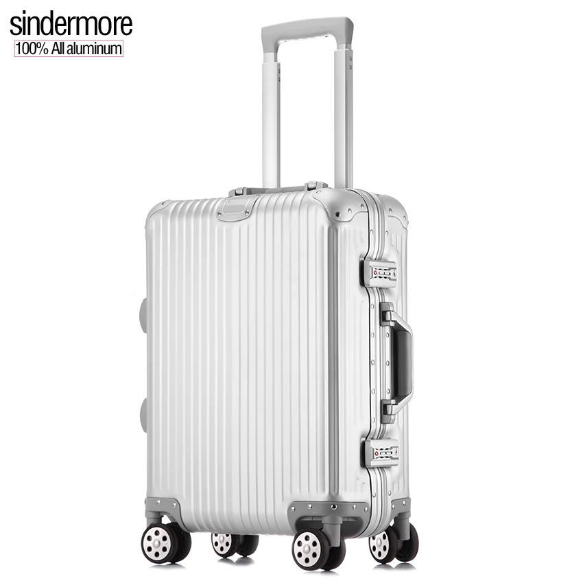 

20'24' Metal 100% Aluminum-magnesium alloy Leisure business travel Baggage luggage Roller Hardside Trolley case Brand sindermore