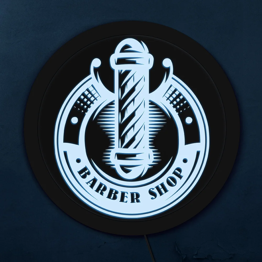 

Vintage Barber Shop Pole LED Neon Sign Lighting Barber Business Brand Logo Open Sign LED Hanging Board Hair Store Advertisement