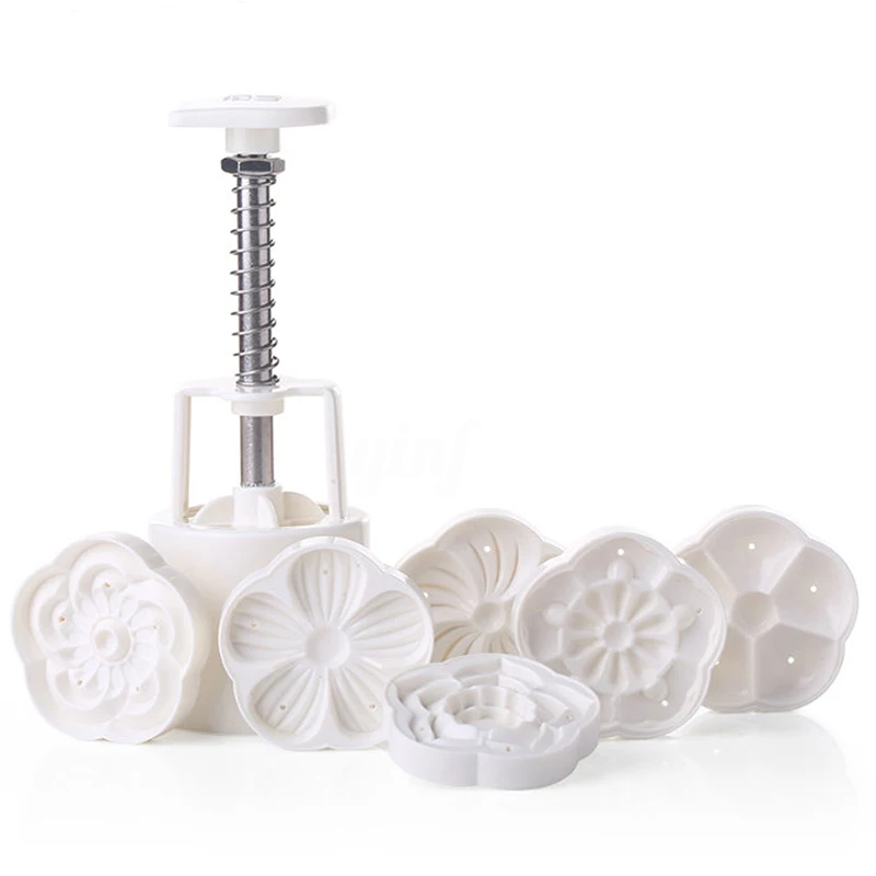 JX-LCLYL DIY 50g Moon Cake Mold W/6 Stamps Mid Autumn Festival Decoration Press