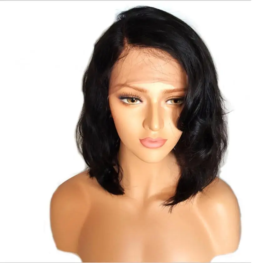 

Women Wigs Brazilian Less Lace Front Full Wig Wave Black Natural Looking 0703