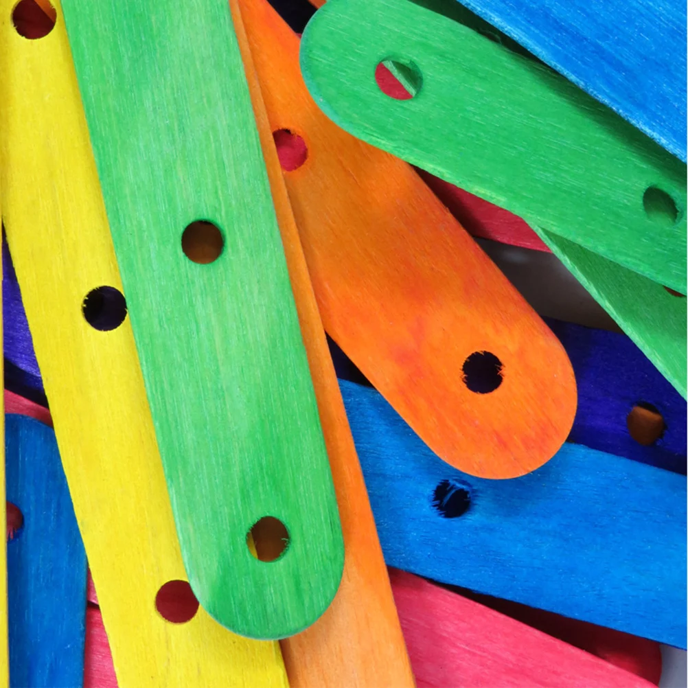 50 шт натуральные Джамбо цветные деревянные ремесленные палочки Popsicle рукоделие с отверстиями для поделок творческих конструкций(красочные