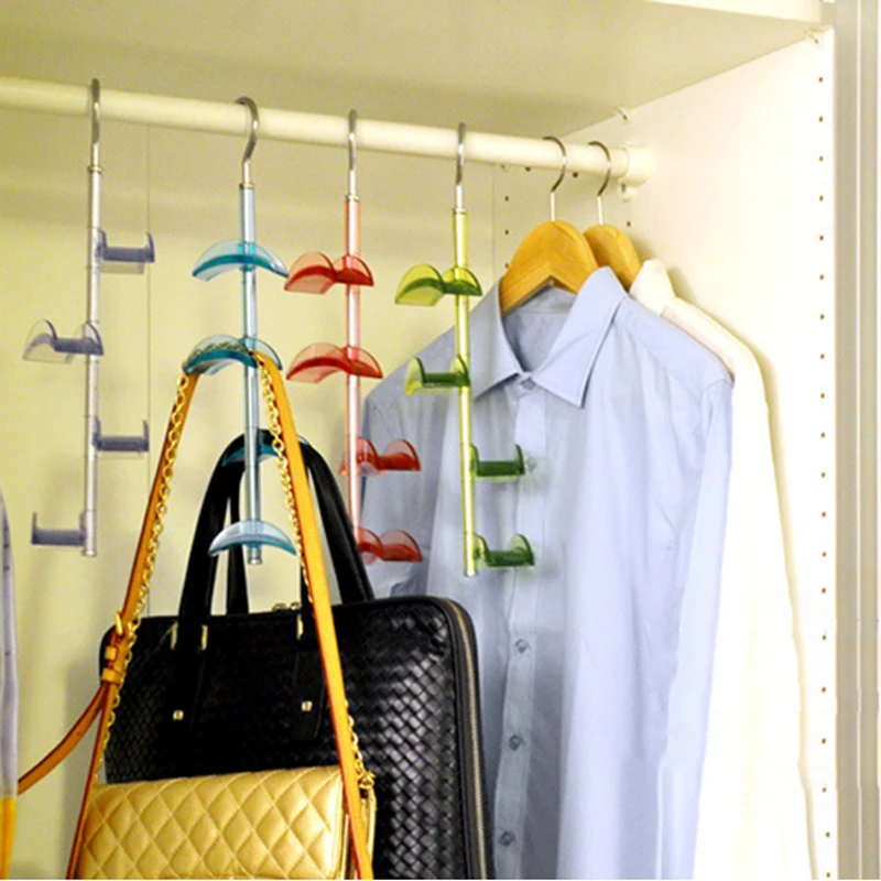 4Pcs Rotatable Closet Hangers Organizer Handbag Hanging Storage Holders Hooks Du 