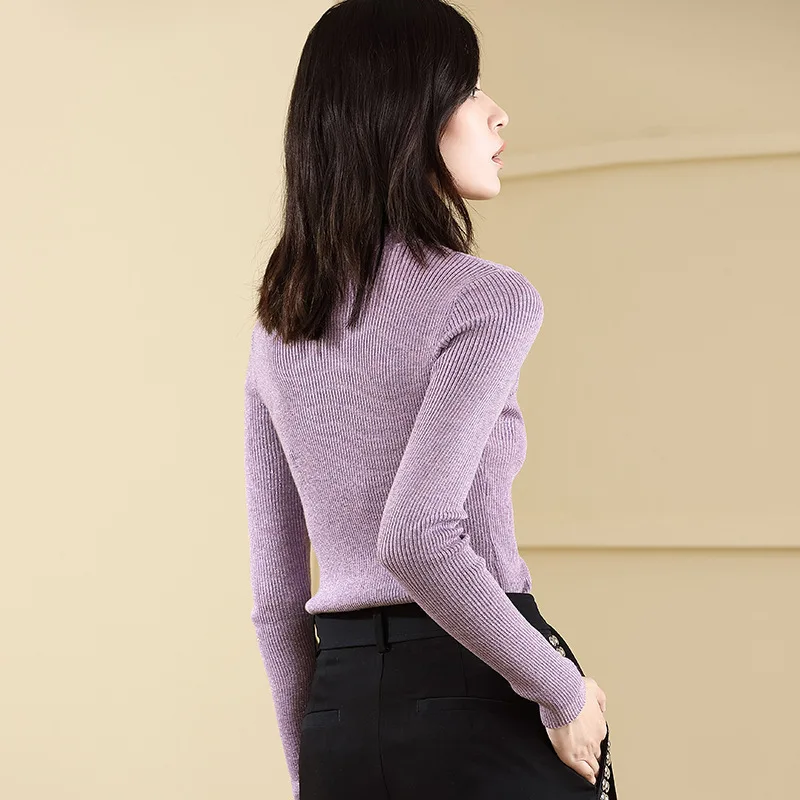 2018 New Sweater Half-high Round Neck Bottoming Shirt Slim Solid Color Fashion Bottoming Sweater vestidos