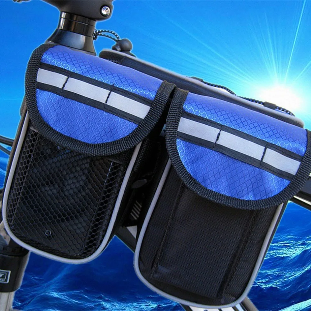 Cheap Waterproof Bicycle Frame Front Tube Bag Large Capacity Double Pouch Front Frame Bag Tube Pannier Bicycle Accessories Drop Ship 13