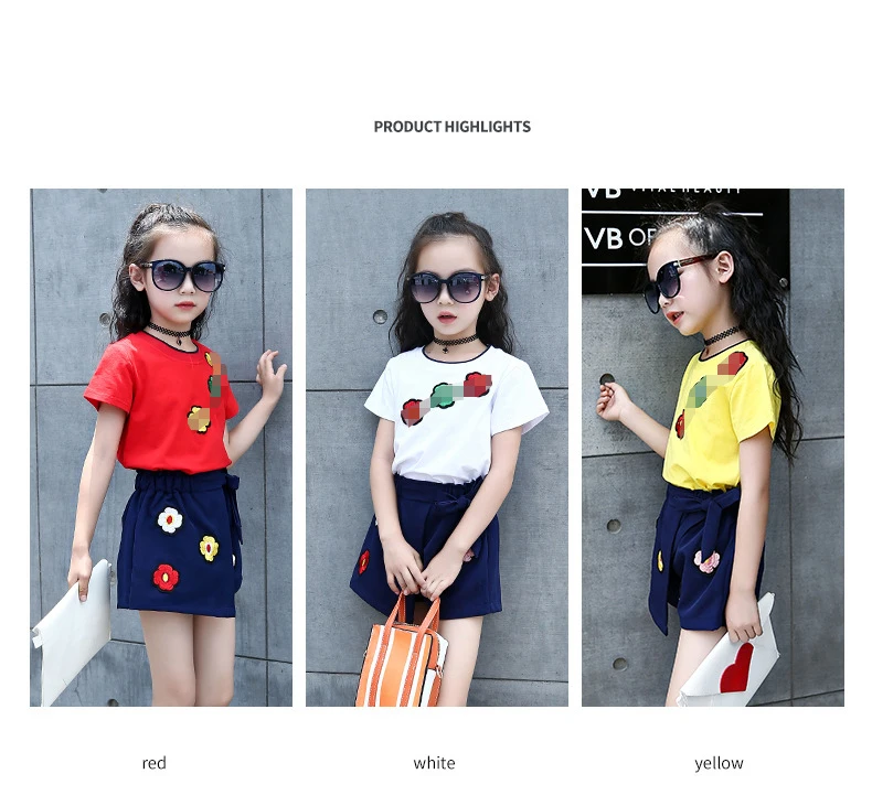 Baby Clothing Sets Girls Children's Cute style 2018 Summer Fashion Flower short sleeve T-shirt and skirt two-piece suit clothes for kids (2)