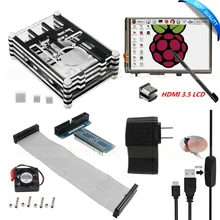 HDMI 3.5″ Touch Screen LCD+Ultimate Starter Kit for Raspberry Pi 3 2 / 9 Layers Case+ 5V 2.5A Power Supply+Cable+Fan+Heat Sink