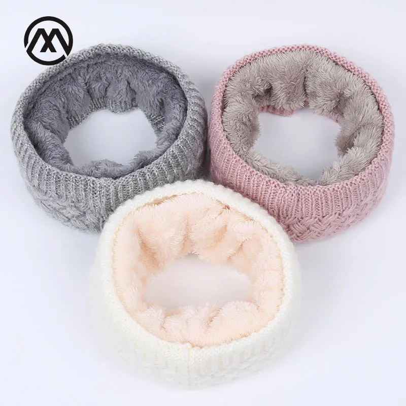 Winter new children's knitted bib men's outdoor warm scarf ladies velvet comfort fabric thickening unisex slouchy beanie hijabs