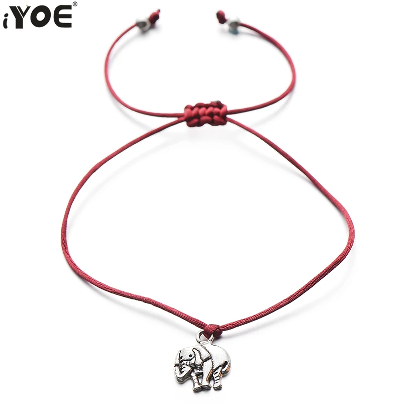 IYOE красная веревка животное слон браслеты на удачу для женщин подарок детей