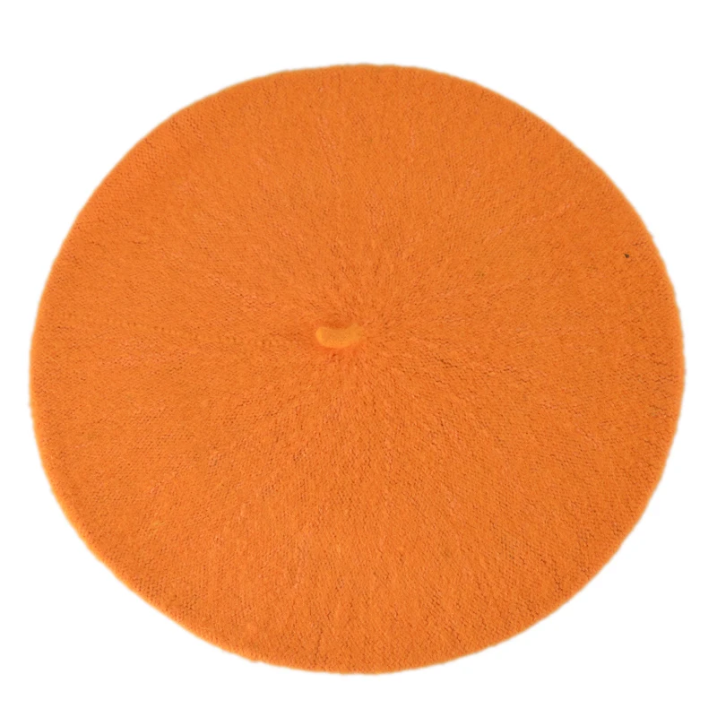 Orange Yellow NIBESSER Однотонный женский берет для девочек Женский французский теплый шерстяной зимний головной убор черный белый серый розовый Boinas De Mujer - Цвет: Orange Yellow