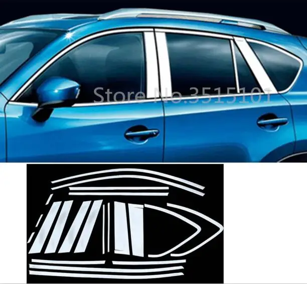Автомобильный Стайлинг, нержавеющая сталь, стекло, окно, гарнир, столб, средняя колонна, отделка, капоты, молдинг для Mazda CX-5 CX5 2013 - Цвет: full pieces