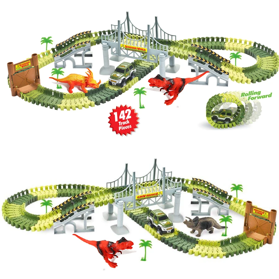 Гоночная дорожка динозавр игрушки создание дороги военный литой под давлением гибкий трек изгиб набор с аксессуарами Развивающие игрушки для детей